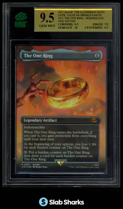 2023 MTG LOTR: TALES OF MIDDLE-EARTH THE ONE RING BORDERLESS FOIL MYTHIC MNT 9.5 - Image 1