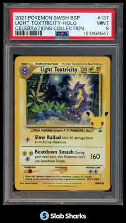 2021 POKEMON BLACK STAR PROMOS #SWSH137 LIGHT TOXTRICITY HOLO CELEBRATIONS PSA 9 - Image 1