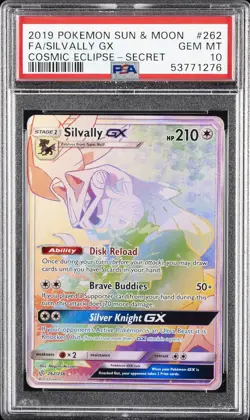 2019 POKEMON SUN & MOON COSMIC ECLIPSE SECRET #262 FULL ART/SILVALLY GX PSA 10 - Image 1