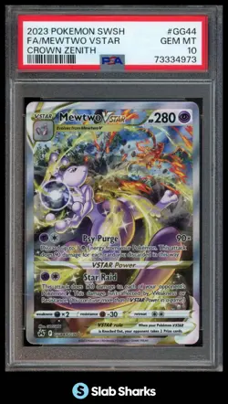 2023 POKEMON SWORD & SHIELD CROWN ZENITH #GG44/GG70 MEWTWO VSTAR FULL ART PSA 10 - Image 1