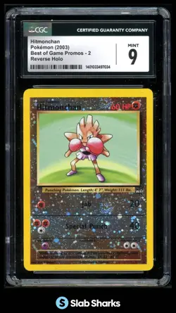2002 POKEMON BEST OF GAME #2 HITMONCHAN REVERSE FOIL PROMO CGC 9 - Image 1