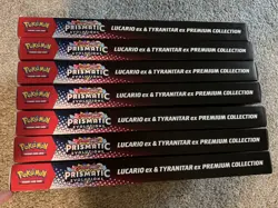7 x Pokemon Prismatic Evolutions Lucario EX and Tyranitar EX Premium Collection - Image 1