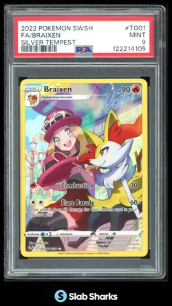 2022 POKEMON SILVER TEMPEST #TG01/TG30 BRAIXEN FULL ART TRAINER GALLERY PSA 9 - Image 1