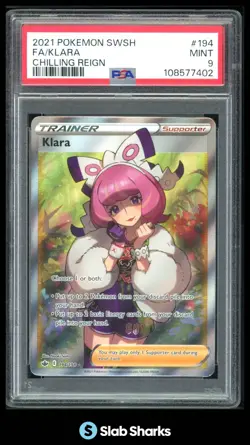 2021 POKEMON SWORD & SHIELD CHILLING REIGN #194/198 KLARA CHILLING REIGN PSA 9 - Image 1