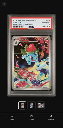 2025 Pokemon En Ivysaur Illustration Rare PSA 10! Mega Evolutions! - Image 1