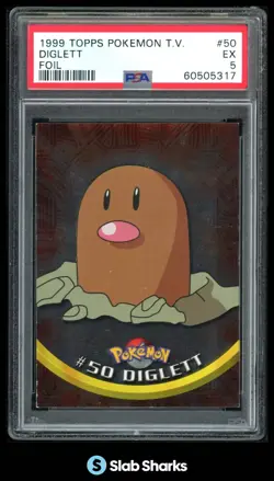1999 TOPPS POKEMON TV #50 DIGLETT FOIL PSA 5 - Image 1