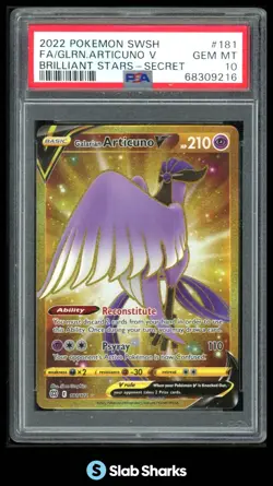 2022 POKEMON SWORD & SHIELD BRILLIANT STARS #181/172 GALARIAN ARTICUNO V PSA 10 - Image 1