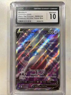 Pokemon TCG Mewtwo v SWSH229 Black Star Promo Full Art Holo Card CGC Gem Mint 10 - Image 1