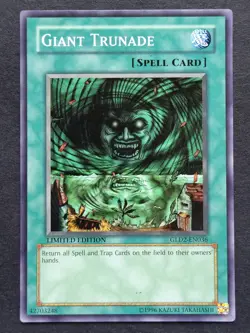 Giant Trunade Limited Edition Gold Series GLD2-EN036 Yu-Gi-Oh! spell card. - Image 1