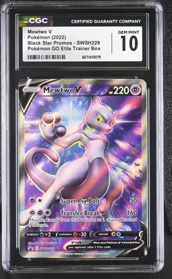 CGC 10 GEM MINT Mewtwo V 2022 Black Star Promos SWSH229 Pokemon Card - Image 1