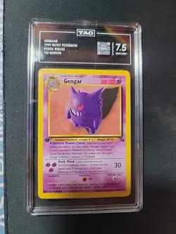 Pokemon Gengar 20/62 1st Edition LP Fossil Set 1999 Non-Holo Rare Card TAG 7.5 - Image 1