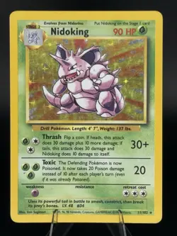 Pokemon TCG Nidoking Base Set Holo Unlimited Rare Card 11/102 MP Condition - Image 1