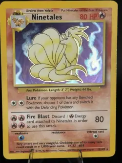 Pokemon TCG Ninetales Base Set Holo Unlimited Rare Card 12/102 WOTC LP- - Image 1