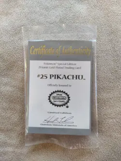 PIKACHU Pokemon 23K Gold Plated Trading Card 1999 Burger King Limited Edition - Image 5
