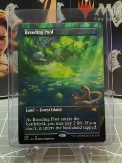 MTG Magic Borderless Breeding Pool Unfinity Shockland Brand New NM/M - Image 1