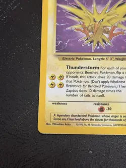 Vintage Zapdos 15/62 Holo Rare Fossil Set Pokemon Card NEAR MINT NM - Image 5