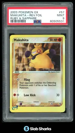 2003 POKEMON EX RUBY & SAPPHIRE #57/109 MAKUHITA REVERSE HOLO PSA 9 - Image 1