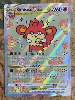 Pokemon TCG - Simisear VSTAR GG37 Ultra Rare Crown Zenith Galarian Gallery NM - Image 2