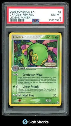 2006 POKEMON EX LEGEND MAKER #3/92 CRADILY REVERSE HOLO PSA 8 - Image 1