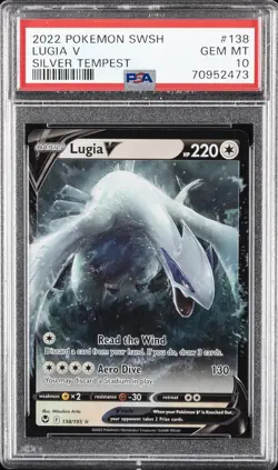 2022 POKEMON SWORD & SHIELD SILVER TEMPEST #138 LUGIA V PSA 10 - Image 1