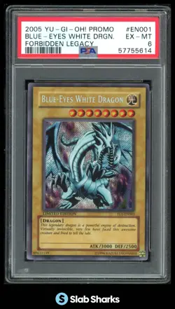 2005 YU-GI-OH PROMO BLUE-EYES WHITE DRAGON FORBIDDEN LEGACY #EN001 PSA 6 - Image 1