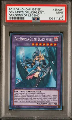 2014 YU-GI-OH! DRAGONS OF LEGEND DARK MAGICIAN GIRL THE DRAGON KNIGHT PSA 9 - Image 1