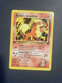 Blaine's Growlithe 62/132 1st Edition NM Gym Challenge Non-Holo Pokemon Card - Image 1