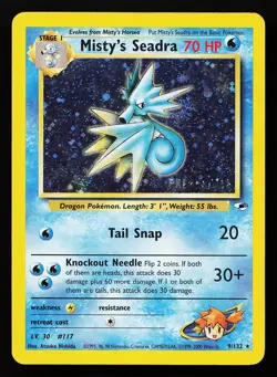 Misty's Seadra (Prerelease) 9/132 Holo Gym Heroes Pokemon Card - Image 1