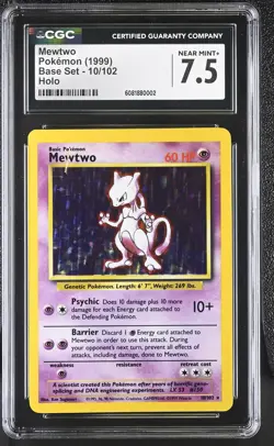 CGC 7.5 Mewtwo 1999 Base Set 10/102 Holo Pokemon Card - Image 1