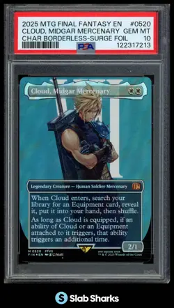 2025 MAGIC: THE GATHERING FF CLOUD MIDGAR MERCENARY BORDERLESS-SURGE FOIL PSA 10 - Image 1