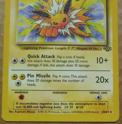 Jolteon 20/64 Rare Non-Holo Jungle Set Pokemon Card MP - Image 3