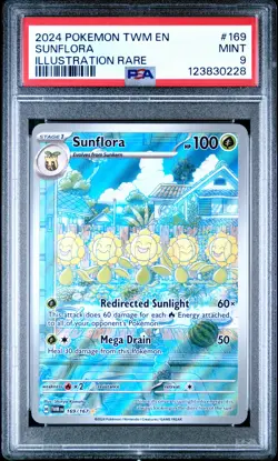 2024 POKEMON TWM EN-TWILIGHT MASQUERADE ILLUSTRATION RARE #169 SUNFLORA PSA 9 - Image 1