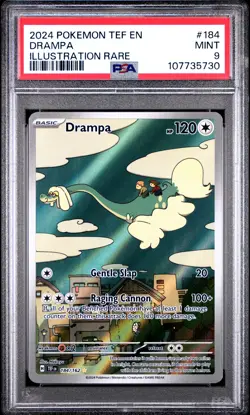 2024 POKEMON TEF EN-TEMPORAL FORCES ILLUSTRATION RARE #184 DRAMPA PSA 9 - Image 1