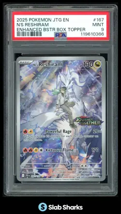 2025 POKEMON SV JOURNEY TOGETHER N'S RESHIRAM PROMO BSTR BOX TOPPER PSA 9 - Image 1