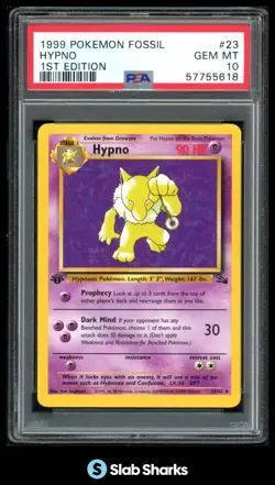 1999 POKEMON FOSSIL 1ST EDITION #23/62 HYPNO PSA 10 - Image 1