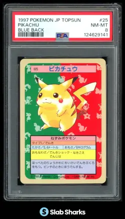 1997 POKEMON JAPANESE TOPSUN #25 PIKACHU BLUE BACK PSA 8 - Image 1