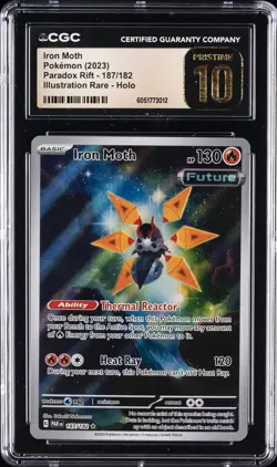 2023 POKEMON PARADOX RIFT ILLUSTRATION RARE HOLO #187 IRON MOTH CGC 10 PRISTINE - Image 1
