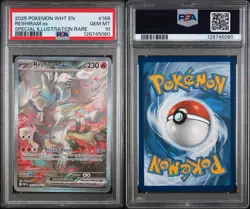 PSA 10 GEM MINT 2025 Pokemon White Reshiram ex #166 Special Illustration Rare - Image 1