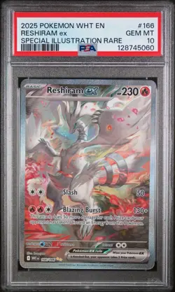 PSA 10 GEM MINT 2025 Pokemon White Reshiram ex #166 Special Illustration Rare - Image 3