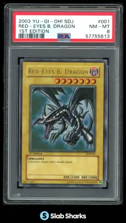 2003 YU-GI-OH! STARTER DECK JOEY 1ST EDITION #SDJ-001 RED-EYES B. DRAGON PSA 8 - Image 1
