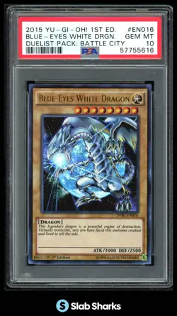 2015 YU-GI-OH! BATTLE CITY ENGLISH 1ST EDITION BLUE-EYES WHITE DRAGON PSA 10 - Image 1