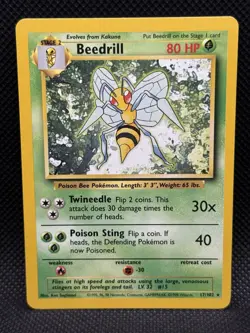 Beedrill 17/102 Base Set Unlimited Rare WotC Pokemon TCG Card LP/NM - Image 1