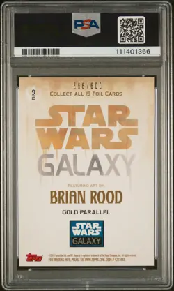 2011 TOPPS STAR WARS GALAXY SER 6 FOIL CARDS GOLD #9 BOBA FETT 566/600 PSA 9 - Image 2