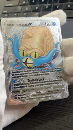 Omastar V Basic Silver Foil Fan Art Vinyl Collector Pokemon Card Costumed - Image 2