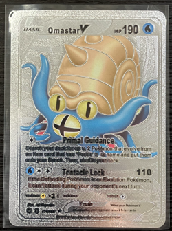 Omastar V Basic Silver Foil Fan Art Vinyl Collector Pokemon Card Costumed - Image 4