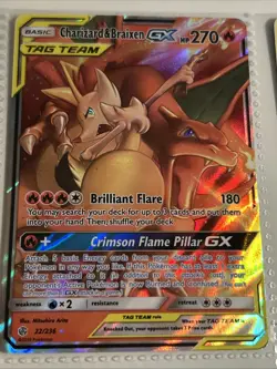 Perfect Condition Charizard & Braixen GX Tag Team Card Foil Holo - Image 1