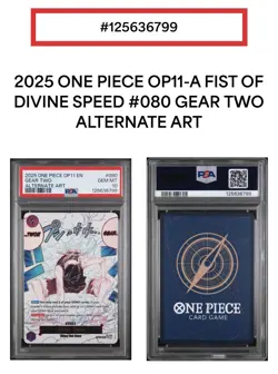 Gear Two PSA 10 One Piece English Card Luffy D. Monkey OP11-080 Alt Art 2025 - Image 1