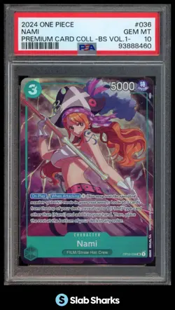 2024 ONE PIECE #OP02-036 NAMI PREMIUM CARD COLLECTION BS VOLUME 1 PSA 10 - Image 1
