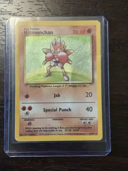 Pokemon TCG Hitmonchan Base Set Holo Unlimited Rare Card 7/102 Vintage - Image 1