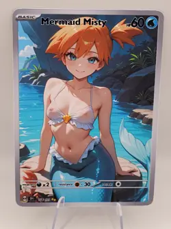 Mermaid Misty Waifu Trainer Full Art Custom Trading Card Fan Art Goddess ACG - Image 1